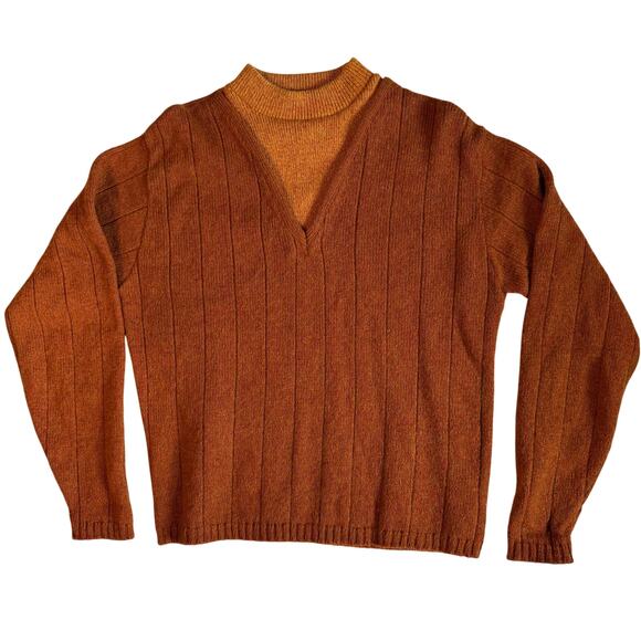 Sears Other - Vintage 60s Sears Shetland Dacron Mohair Mock Neck Sweater Men's Medium Orange